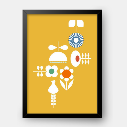 Quadro Infantil Flores amarelo