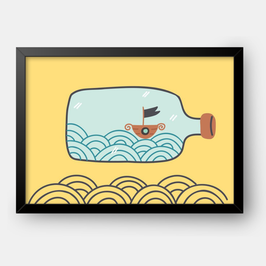 Quadro Infantil Barquinho na garrafa