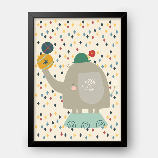 Quadro Infantil Elefante malabarista
