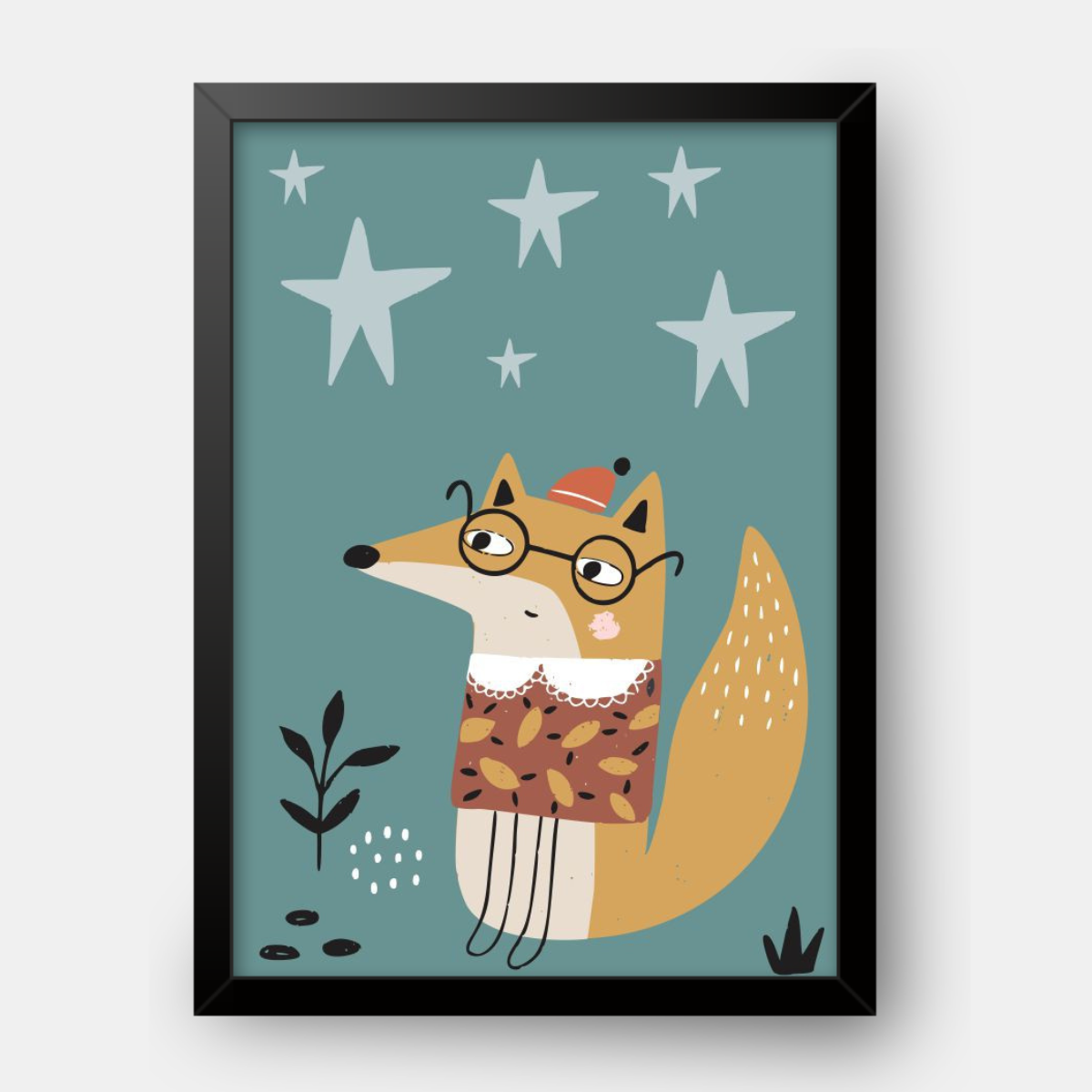 Quadro Infantil Raposinha de óculos