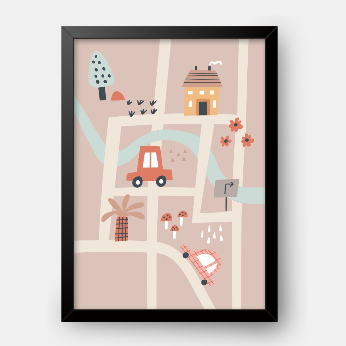 Quadro Infantil Cidade rosa