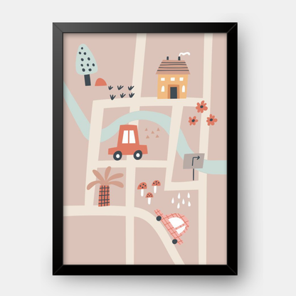 Quadro Infantil Cidade rosa