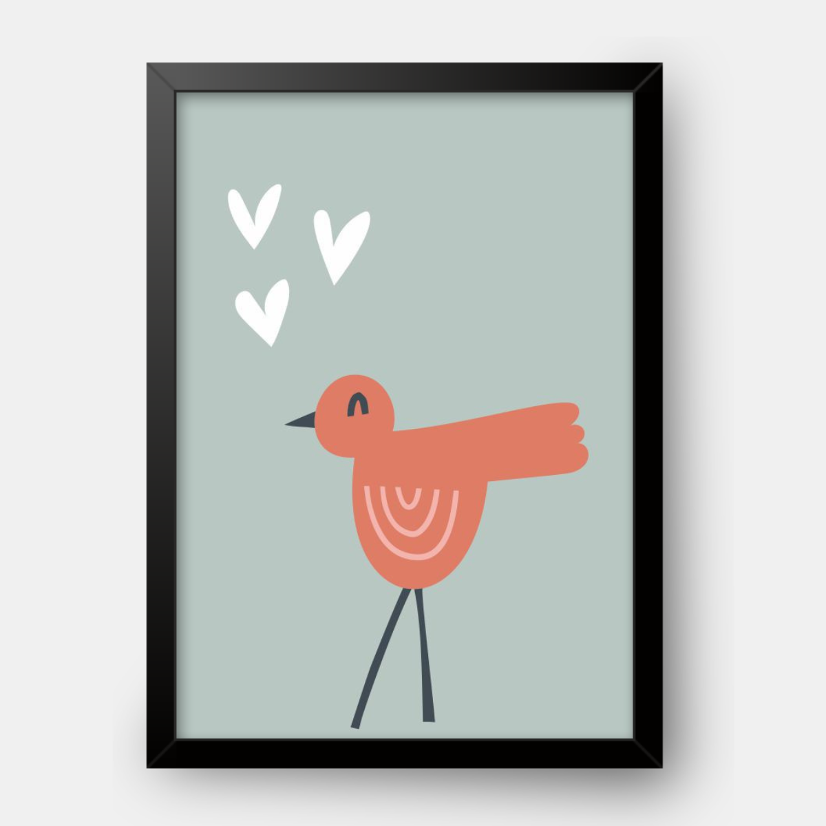 Quadro Infantil Passarinho rosa
