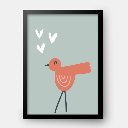 Quadro Infantil Passarinho rosa