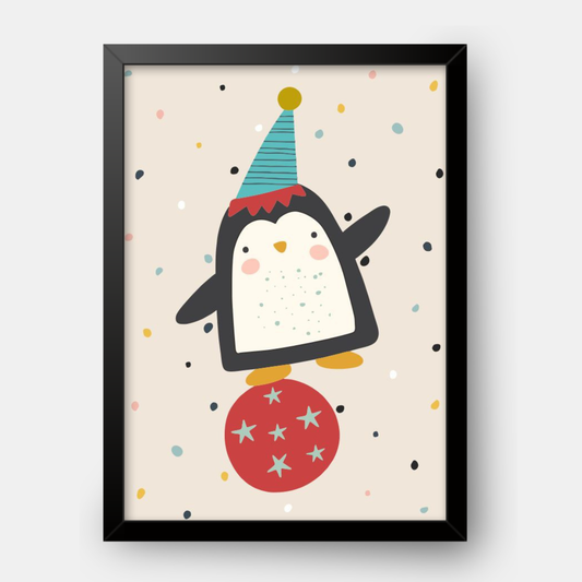 Quadro Infantil Pinguim equilibrista