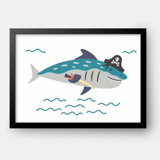 Quadro Infantil Tubarão pirata