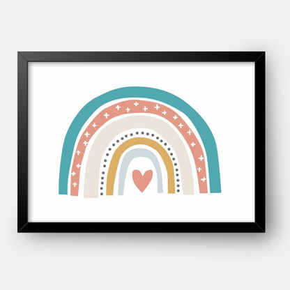Quadro Infantil Arco Íris coração