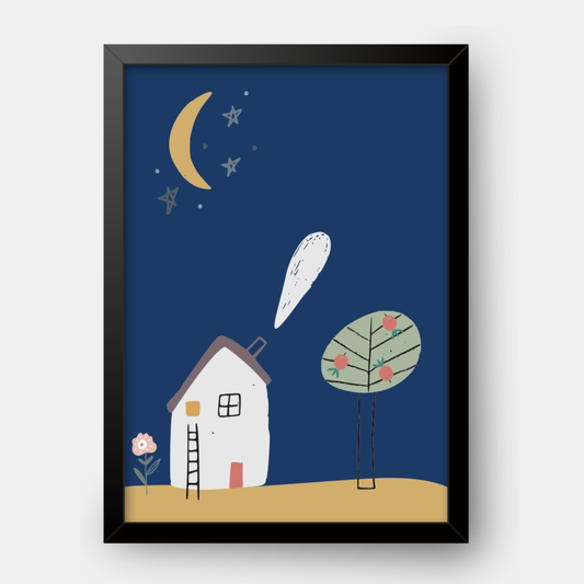 Quadro Infantil Casinha a noite