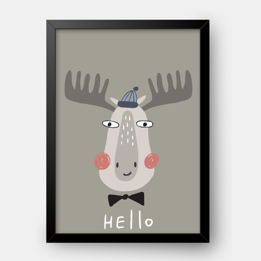 Quadro Infantil Alce - Hello