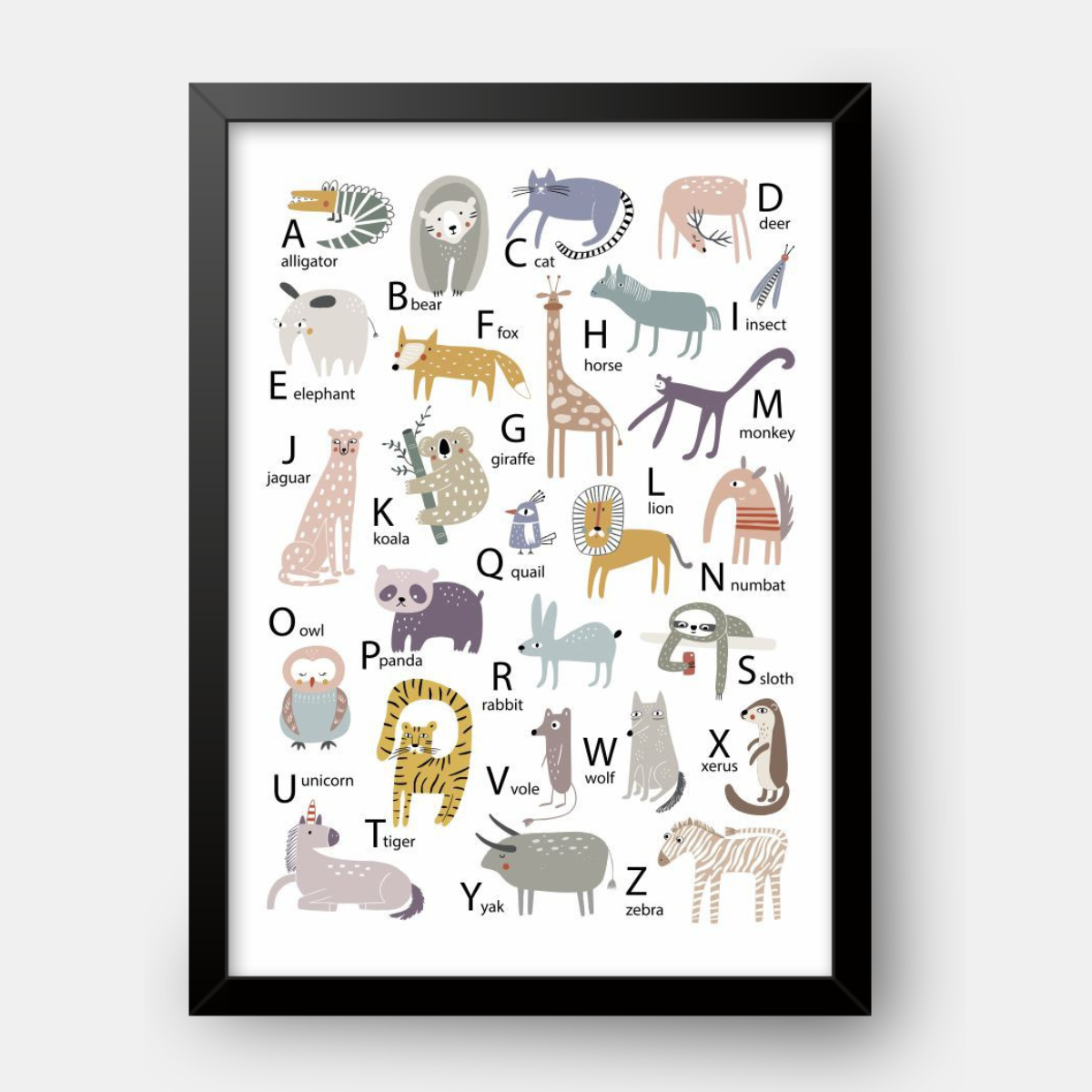 Quadro Infantil Alfabeto com animais