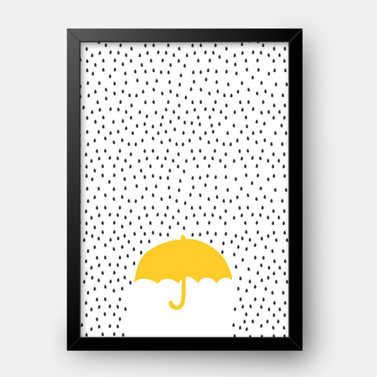 Quadro Infantil Guarda Chuva Amarelo