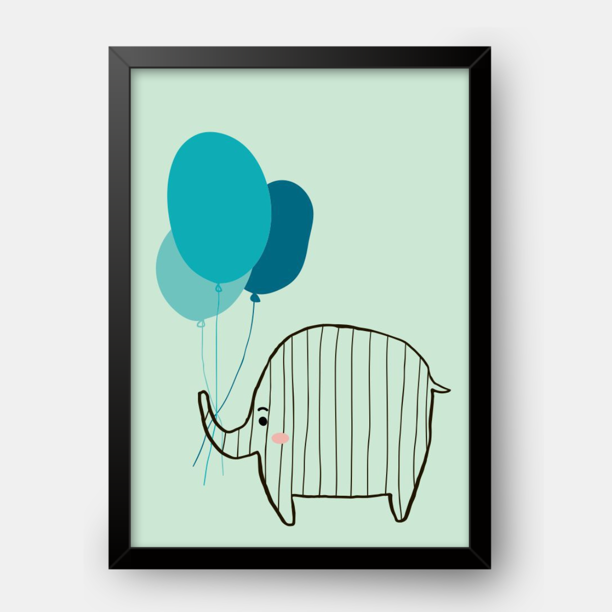Quadro Infantil Elefante com Balão azul
