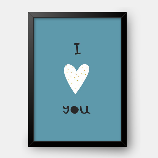 Quadro Infantil I Love You azul