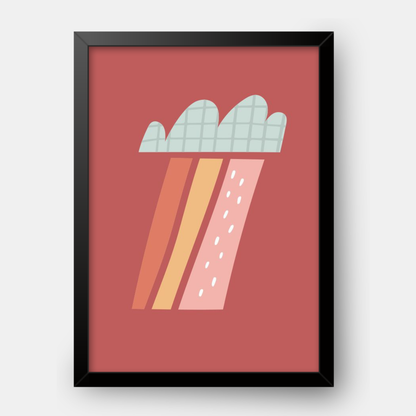 Quadro Infantil Nuvem quadriculada chovendo