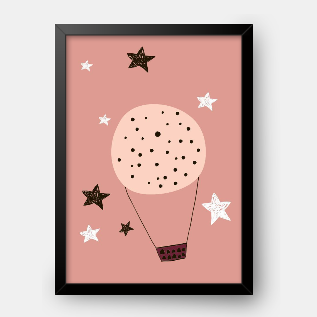 Quadro Infantil Balão Estrelado rosa
