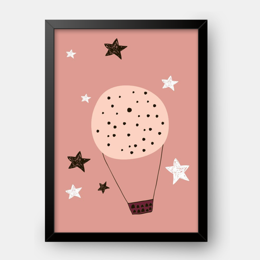 Quadro Infantil Balão Estrelado rosa