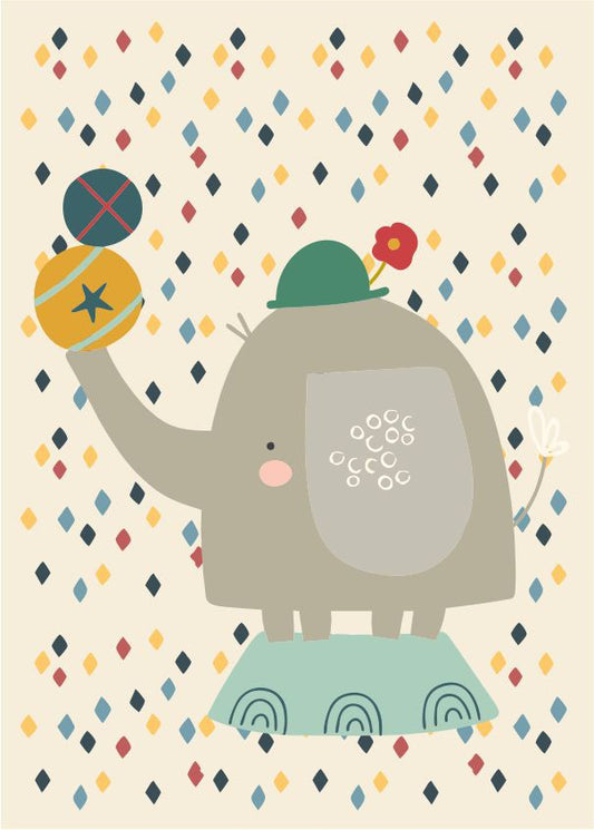 Quadro Infantil Elefante malabarista