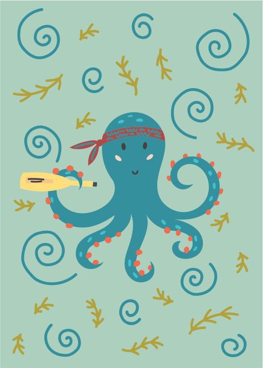 Quadro Infantil Polvo azul