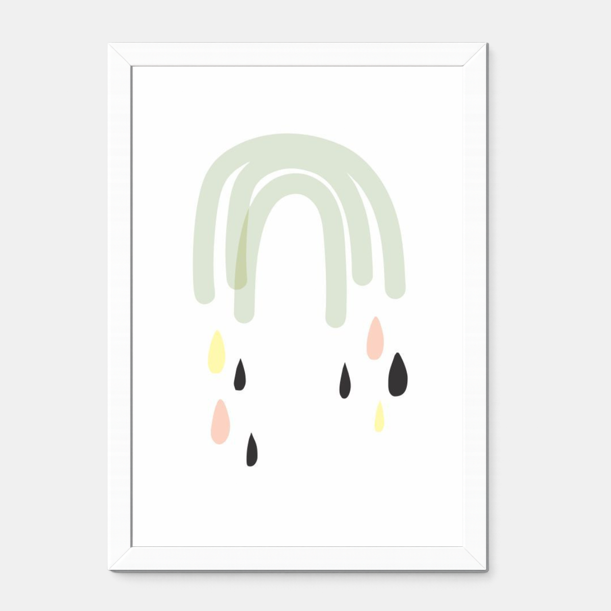 Quadro Infantil Arco Íris Cinza
