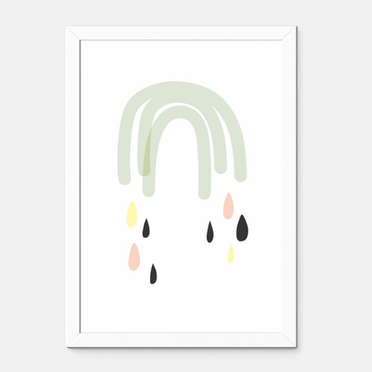 Quadro Infantil Arco Íris Cinza