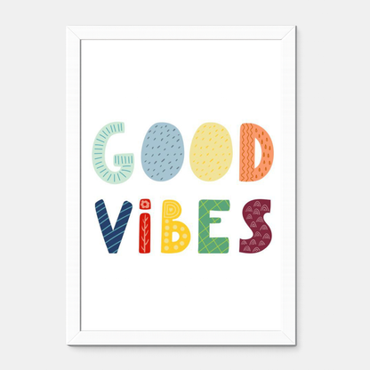 Quadro Infantil Good Vibes colorido
