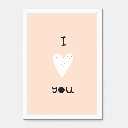 Quadro Infantil I Love You rosa