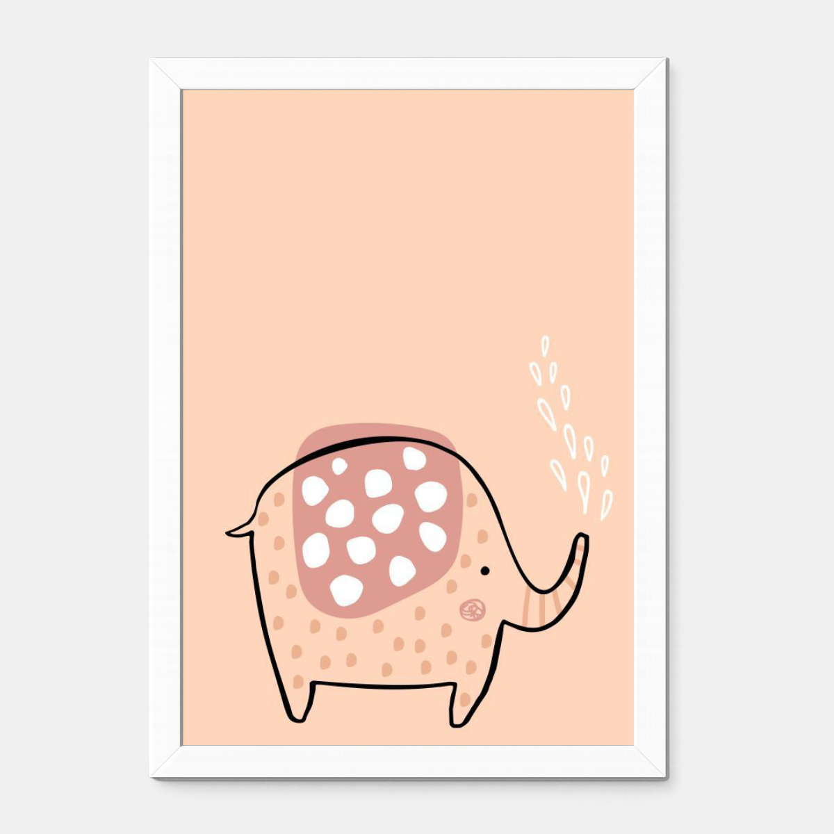 Quadro Infantil Elefante Chafariz rosa
