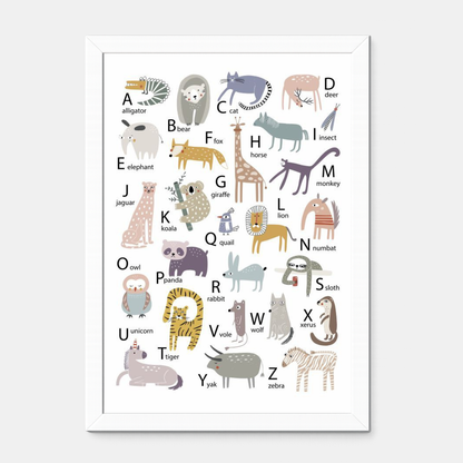 Quadro Infantil Alfabeto com animais