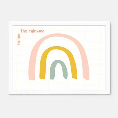 Quadro Infantil follow the rainbow rosa