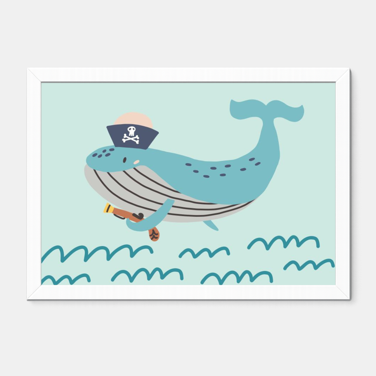 Quadro Infantil Baleia Pirata