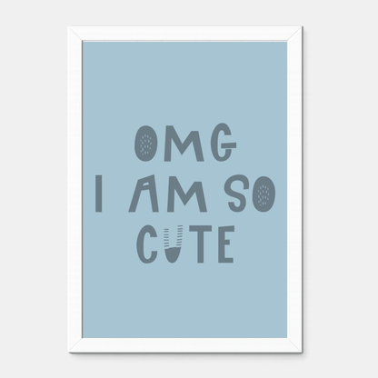 Quadro Infantil OMG I'm so Cute azul