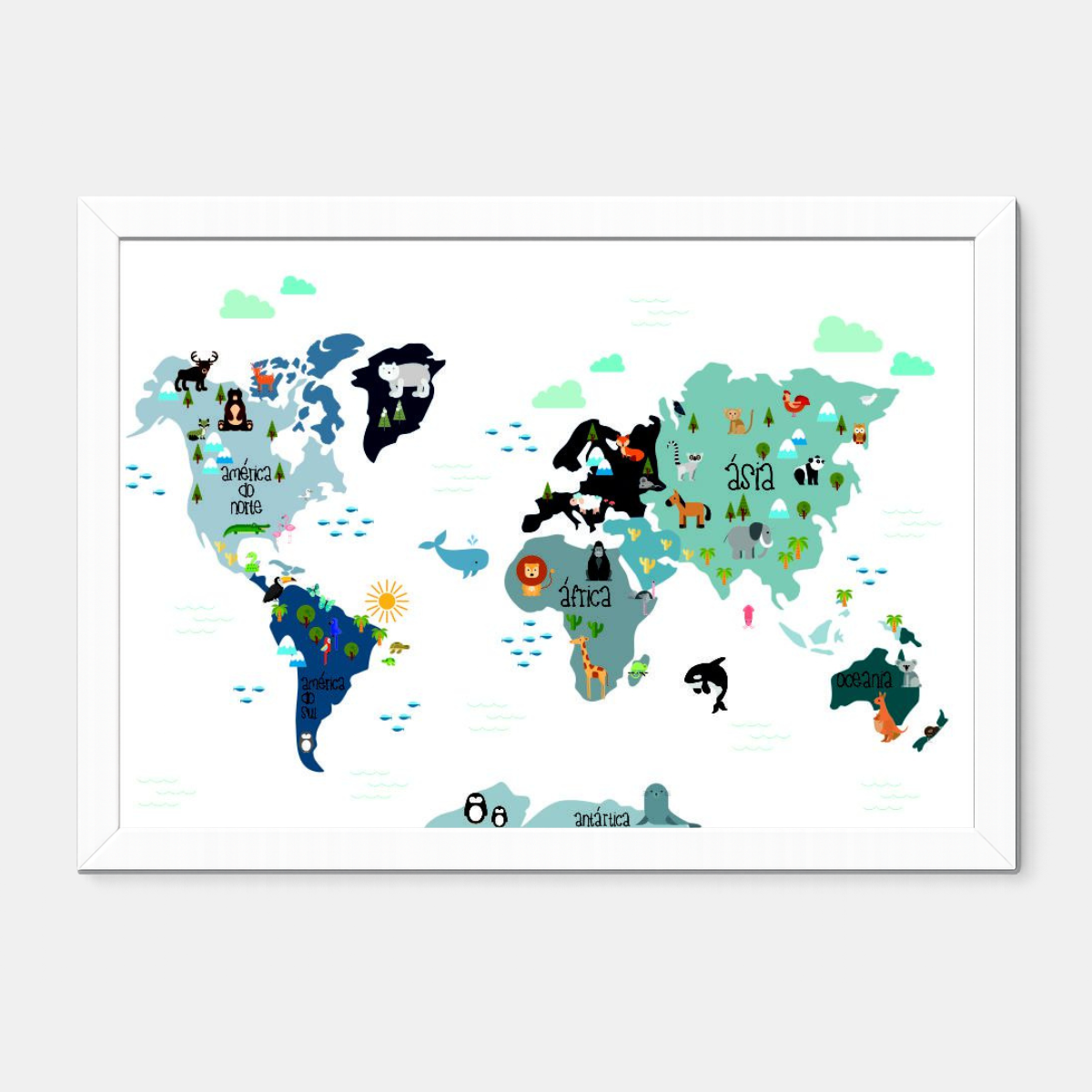 Quadro Infantil mapa mundi colorido