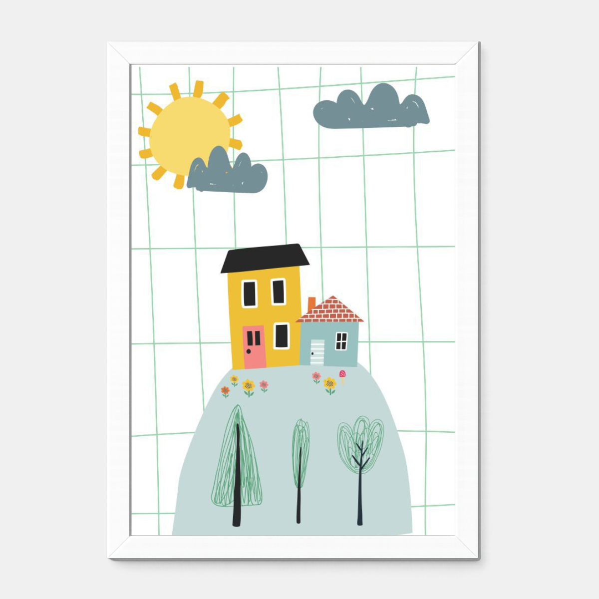 Quadro Infantil casinha na montanha