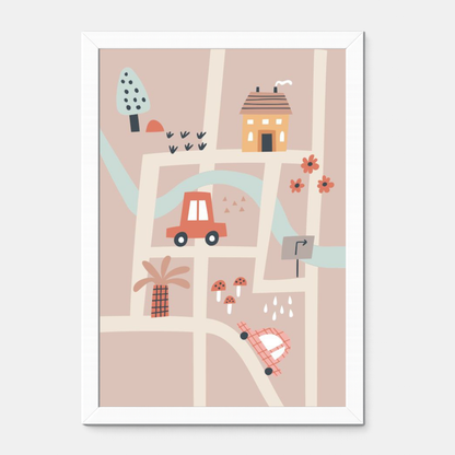 Quadro Infantil Cidade rosa