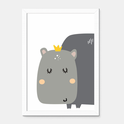 Quadro Infantil Hipopótamo Coroa