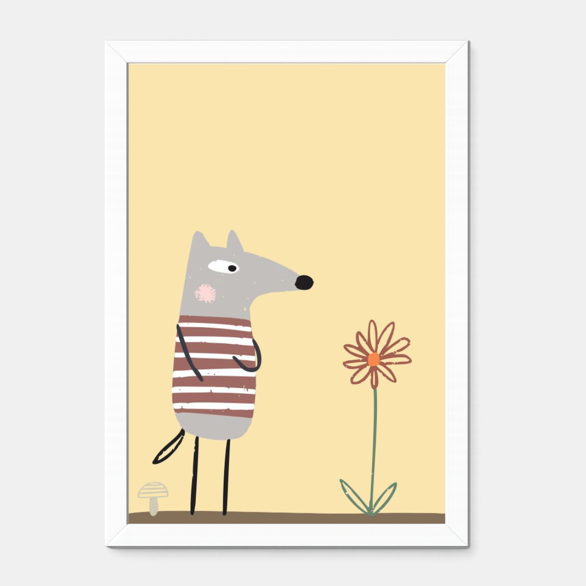 Quadro Infantil Lobo e flor