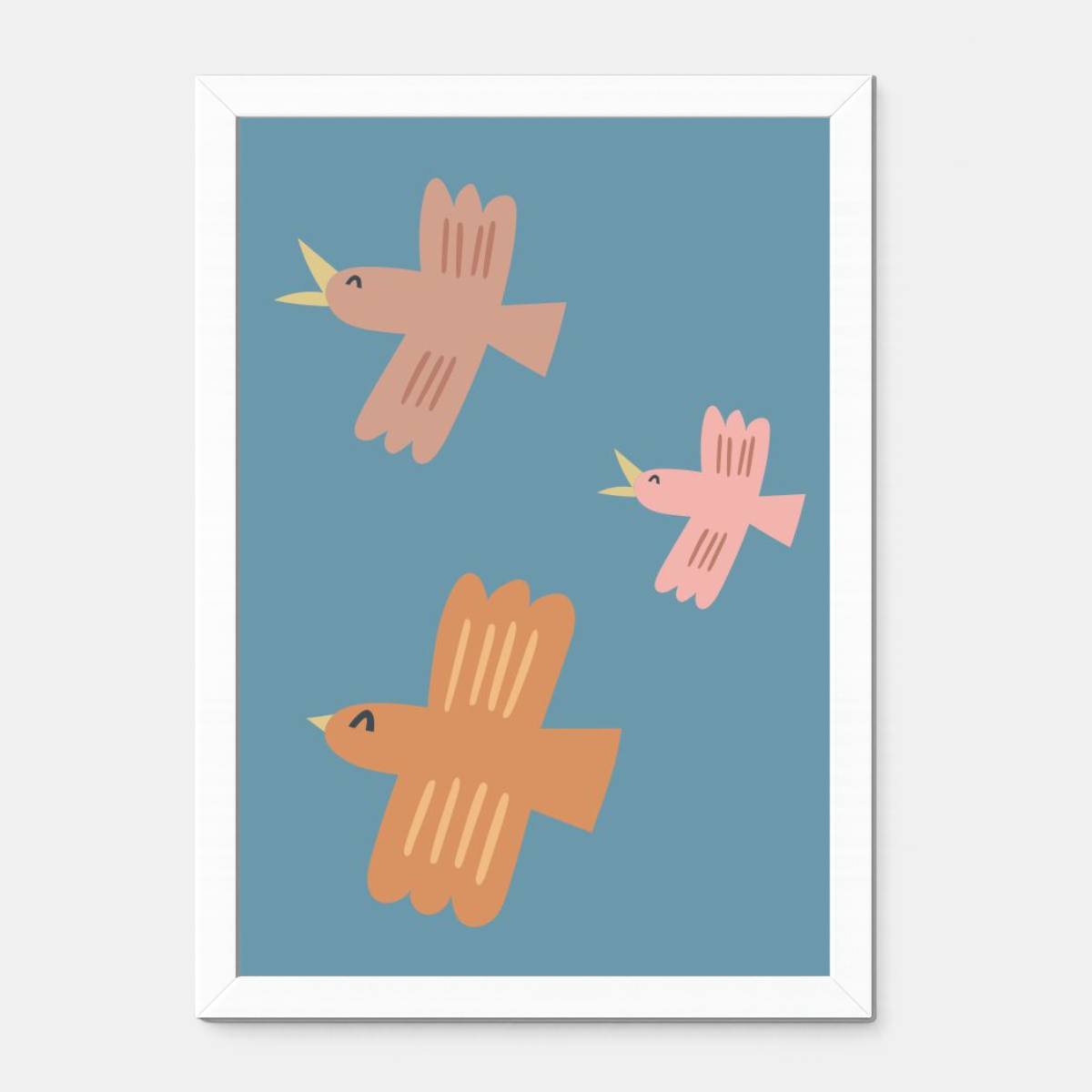 Quadro Infantil Revoada de pássaros rosa