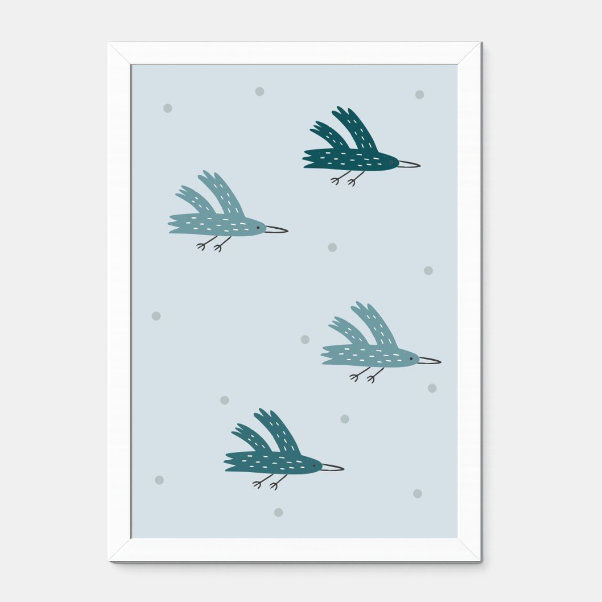 Quadro Infantil Revoada de pássaros Azul