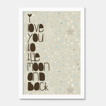 Quadro Infantil I love you to the moon and back