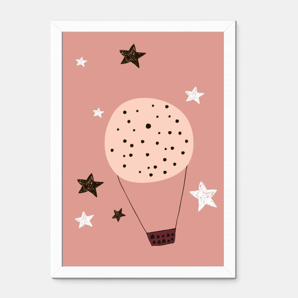 Quadro Infantil Balão Estrelado rosa