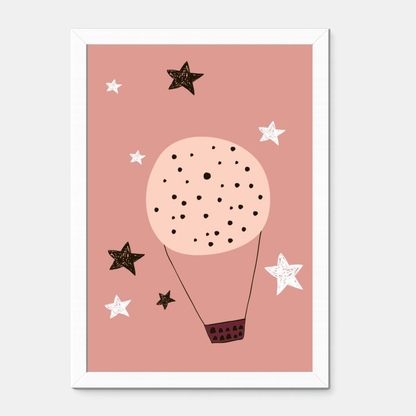 Quadro Infantil Balão Estrelado rosa
