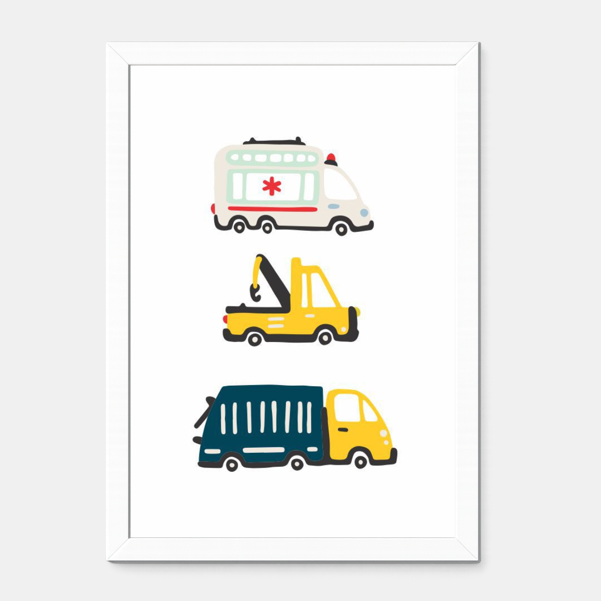 Quadro Infantil Ambulância Guincho Lixeiro