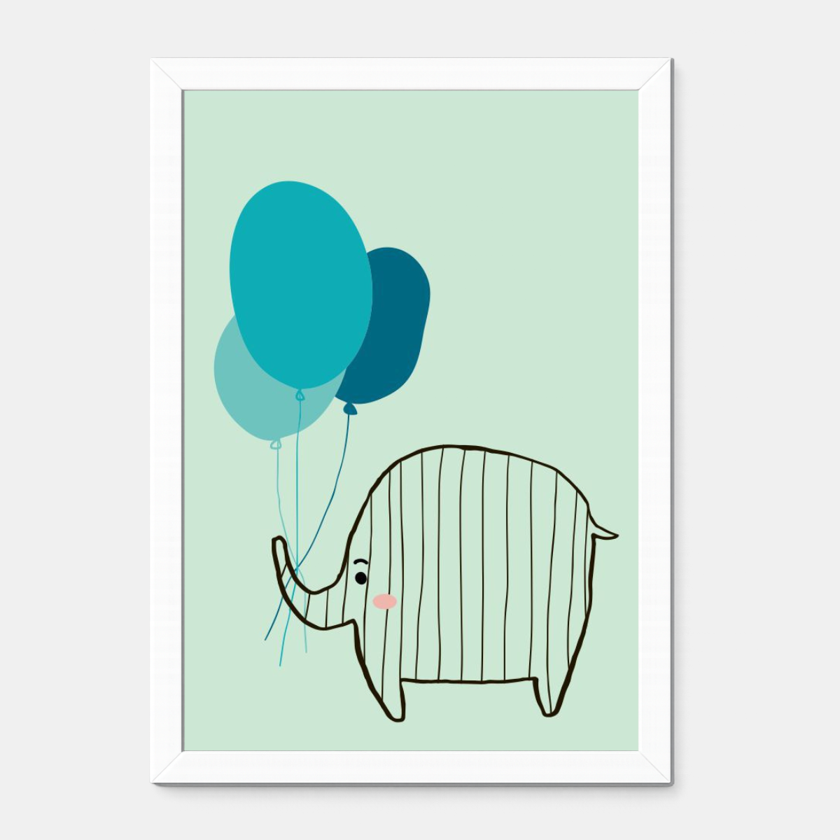 Quadro Infantil Elefante com Balão azul