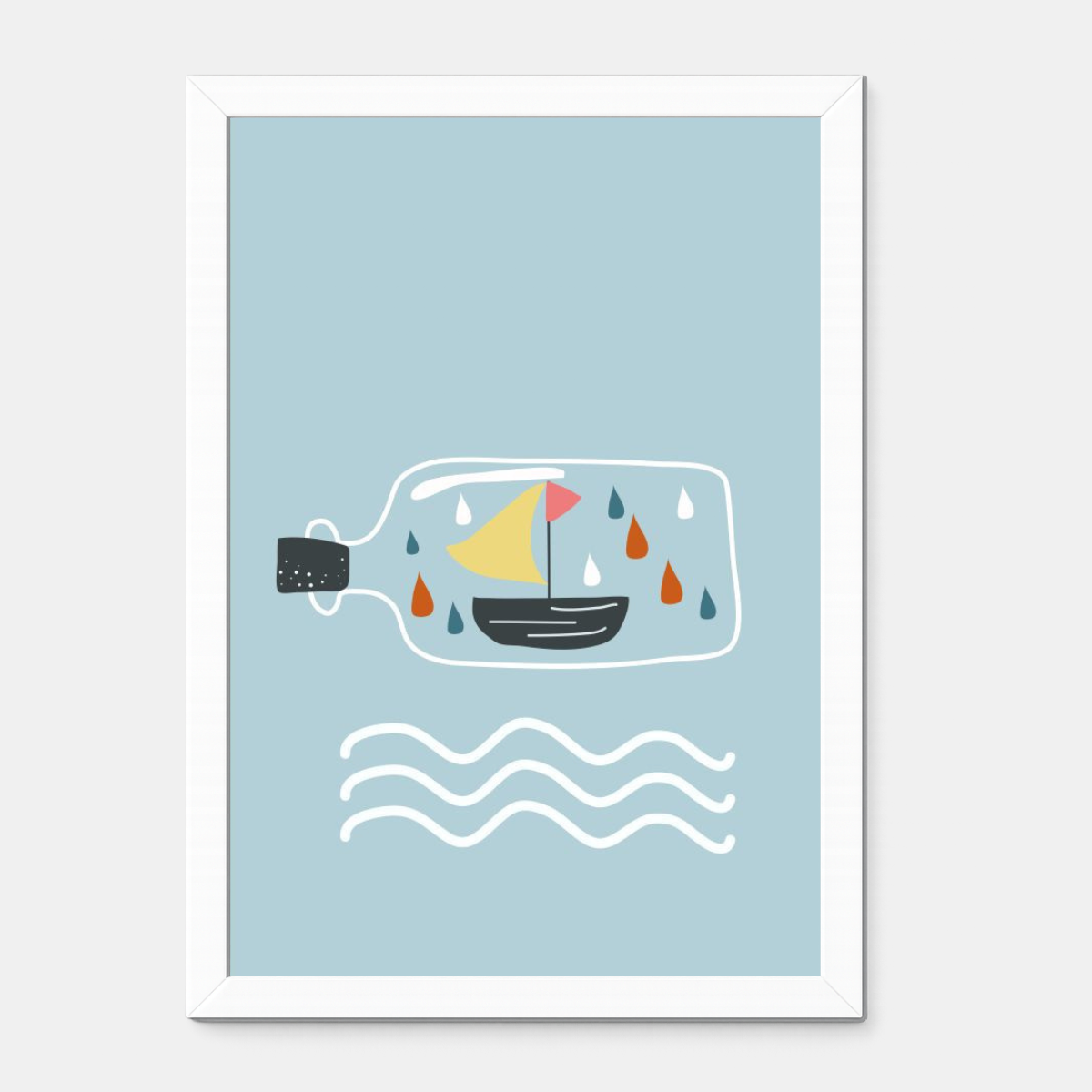 Quadro Infantil Barco na Garrafa