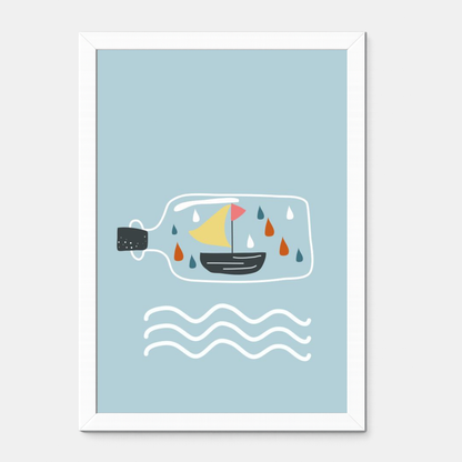 Quadro Infantil Barco na Garrafa