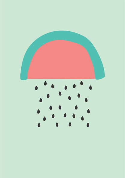 Quadro Infantil Chuva de Melancia azul