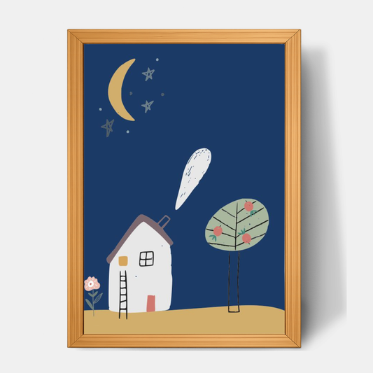 Quadro Infantil Casinha a noite