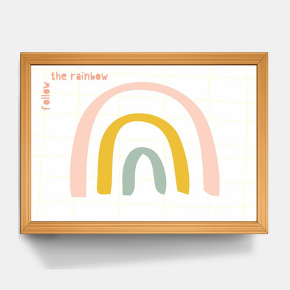 Quadro Infantil follow the rainbow rosa