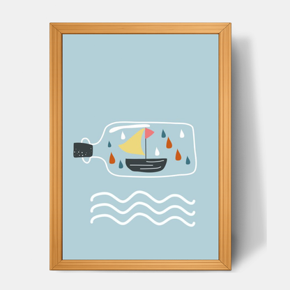 Quadro Infantil Barco na Garrafa