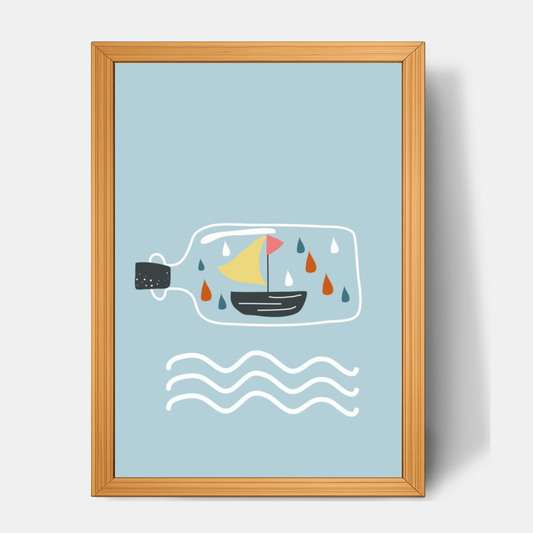 Quadro Infantil Barco na Garrafa